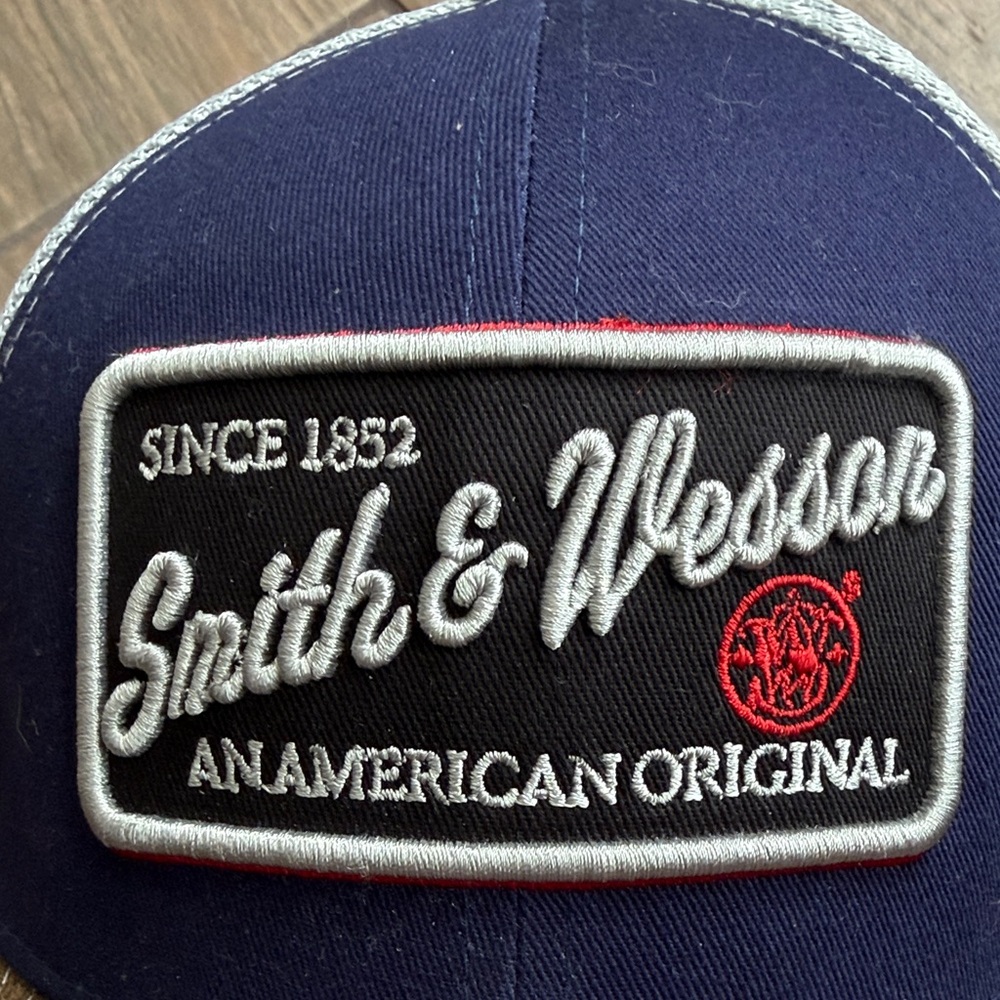 Navy and Brown Smith & Wesson Snap Back Trucker Hat - Picture 6 of 6
